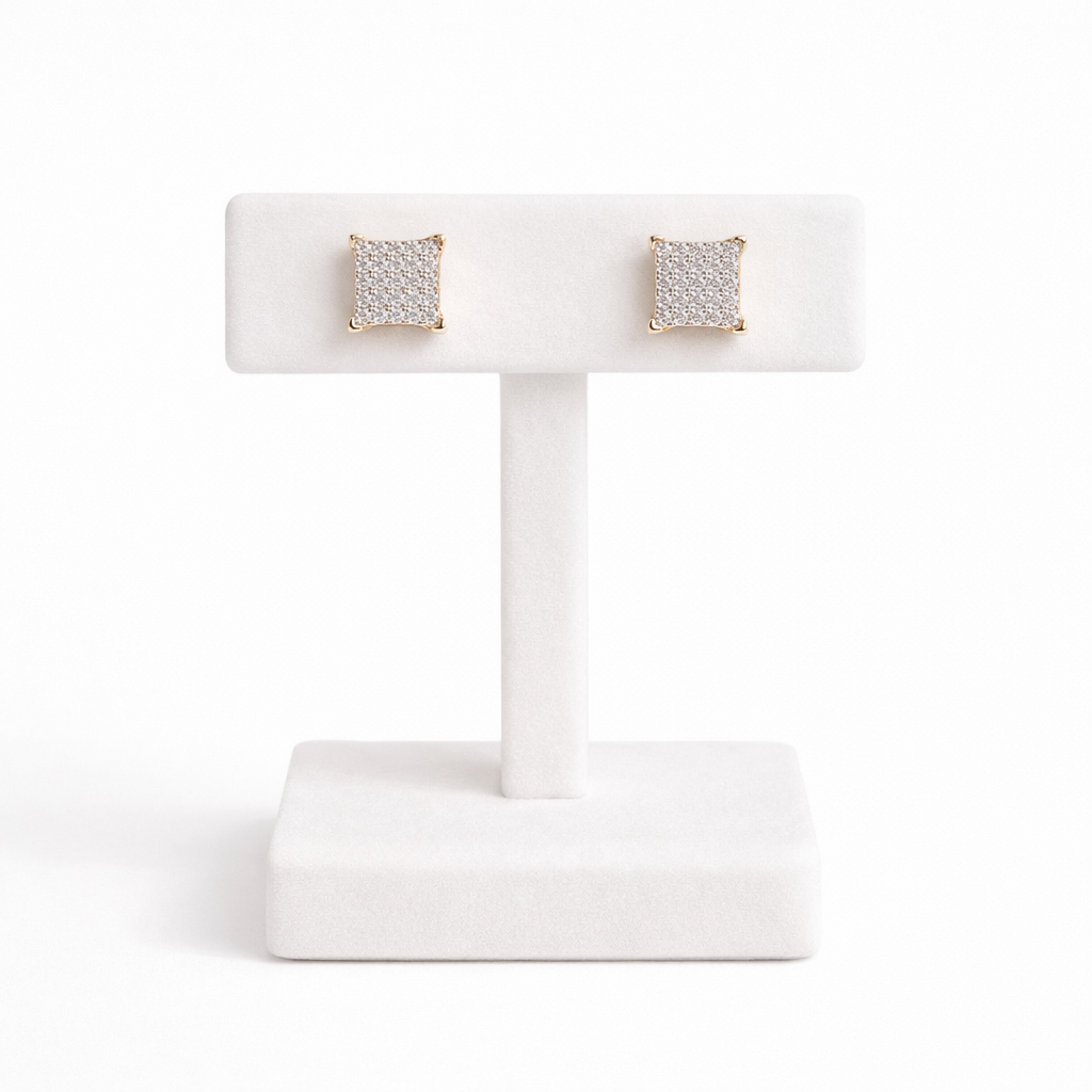 Moissanite Round/Square earrings
