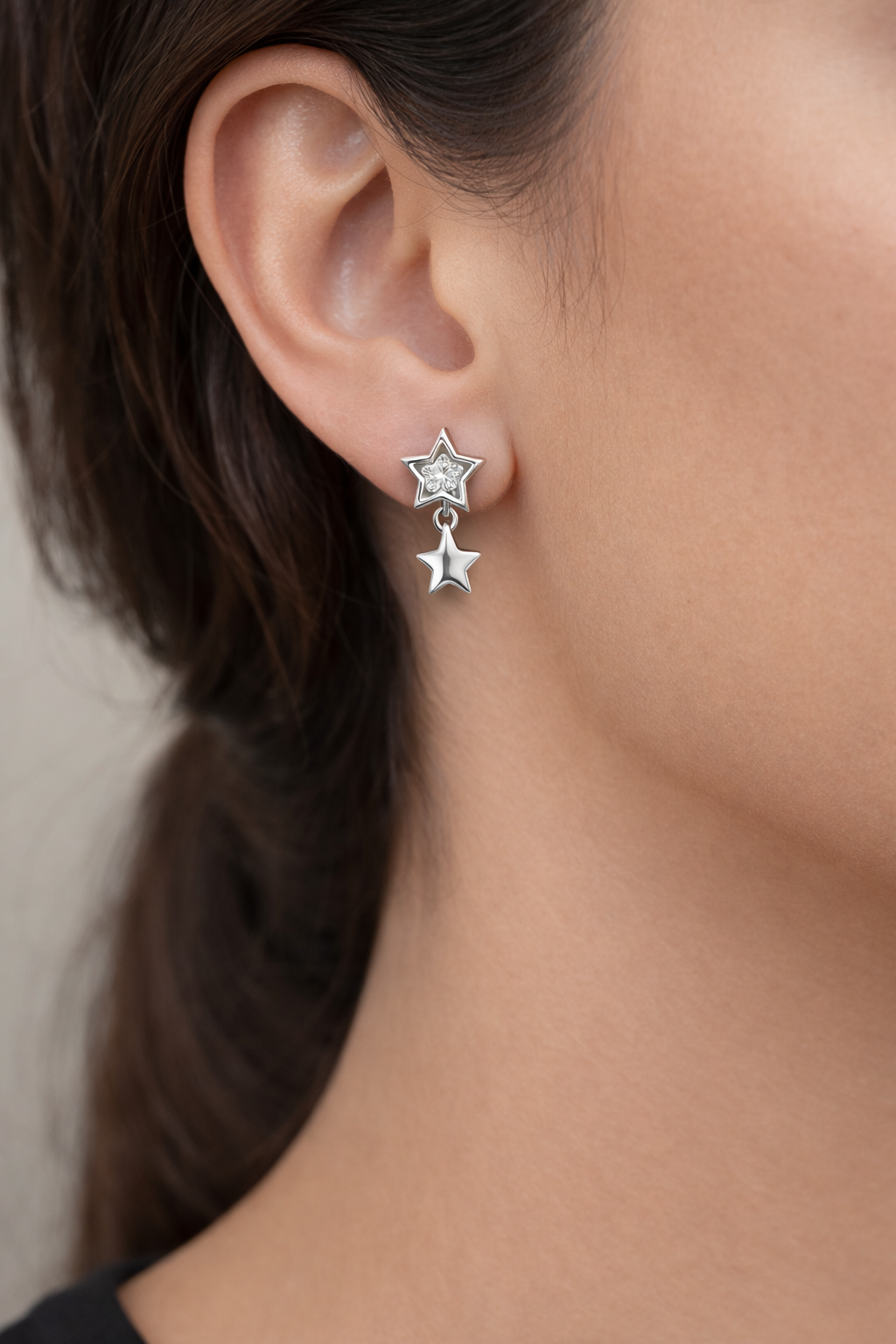 Mini double stars earrings