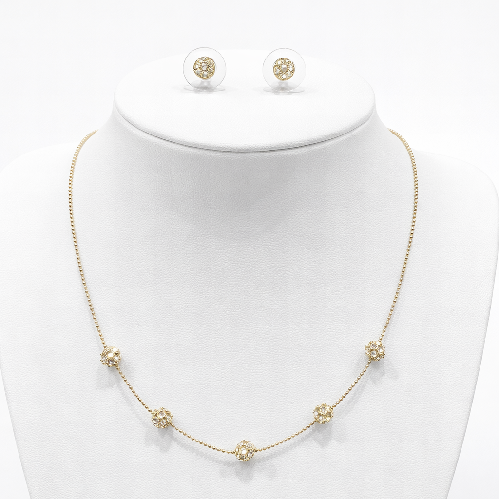 Rhinestone Gold necklace/earrings