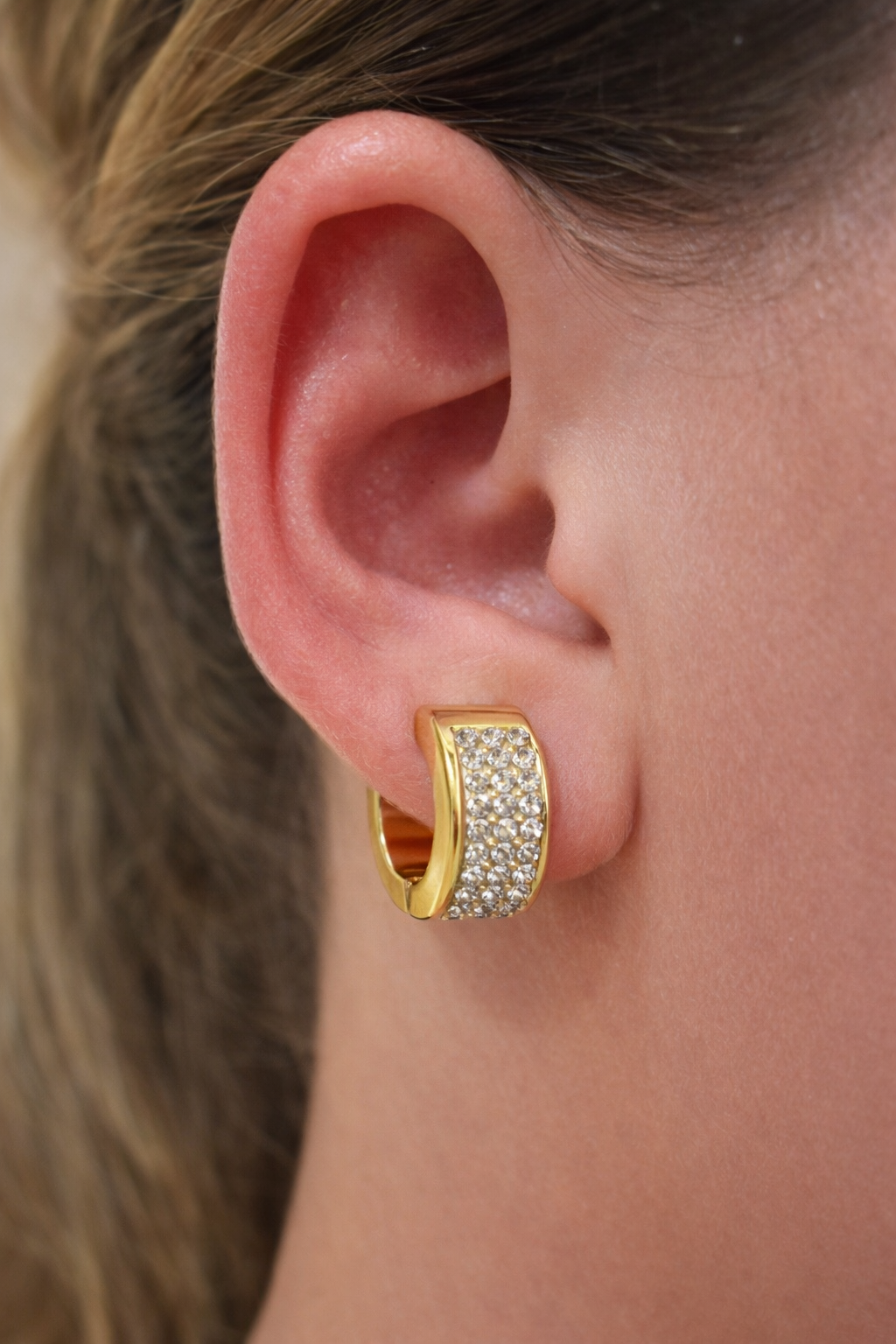 Stainless Steel gold Rhinestone earrings