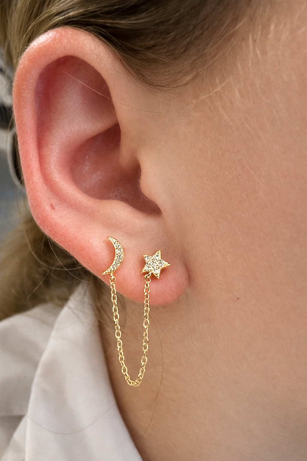 Moon/ Stars earrings chain