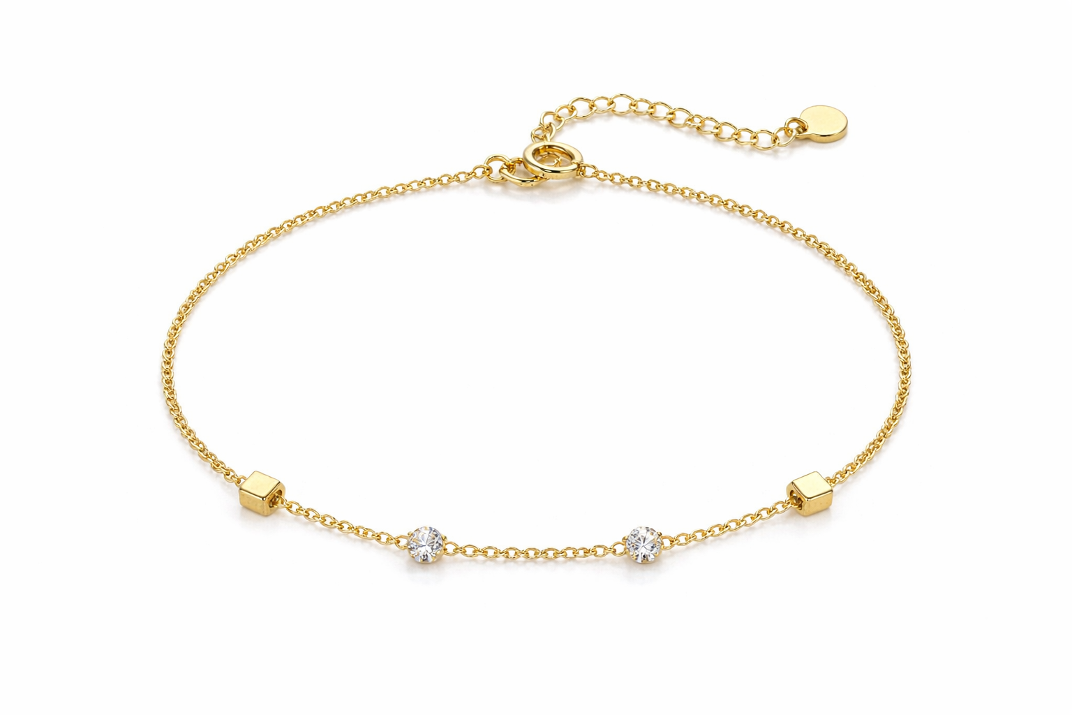 Square Rhinestone Feet Anklet