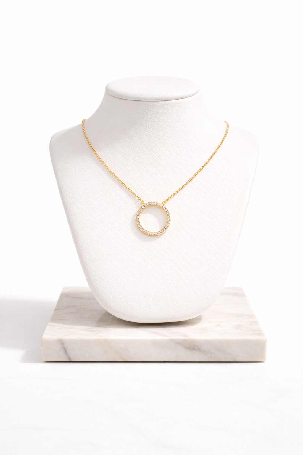 Round ring silver gold large necklace
