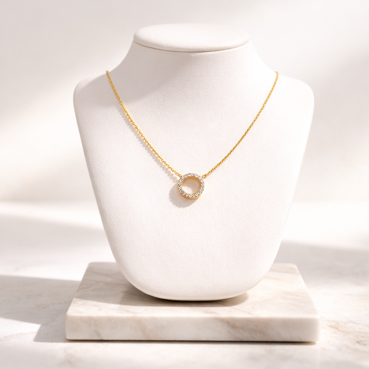 Small ring gold silver necklace