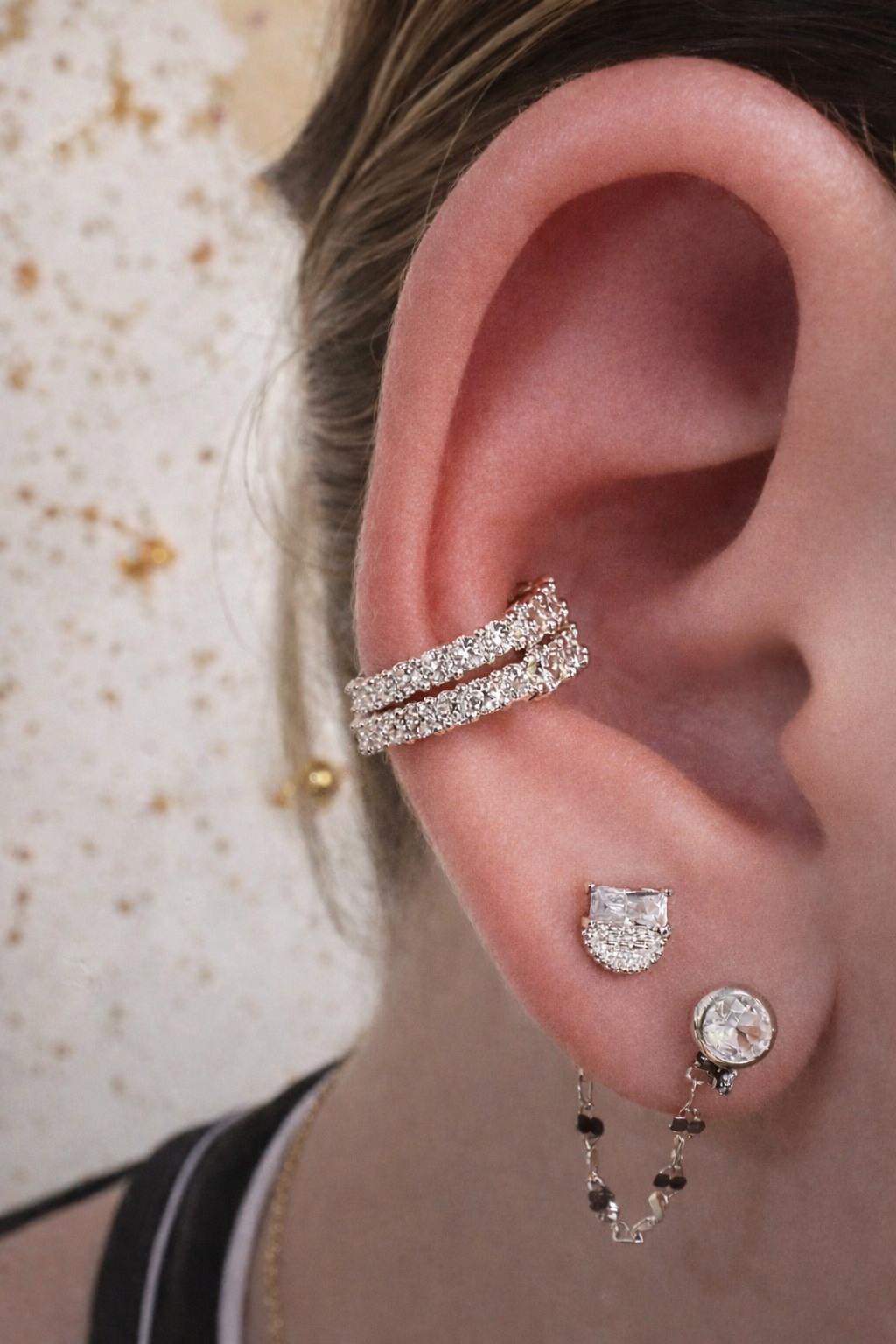 Silver Rhinestone chain earrings