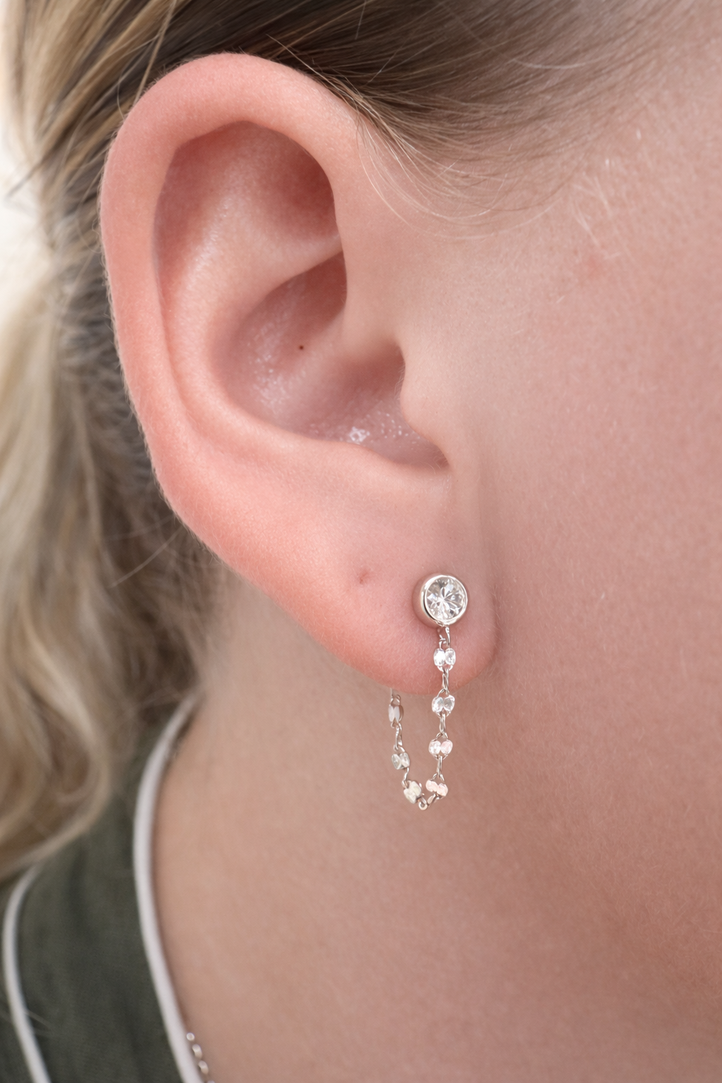 Silver Rhinestone chain earrings