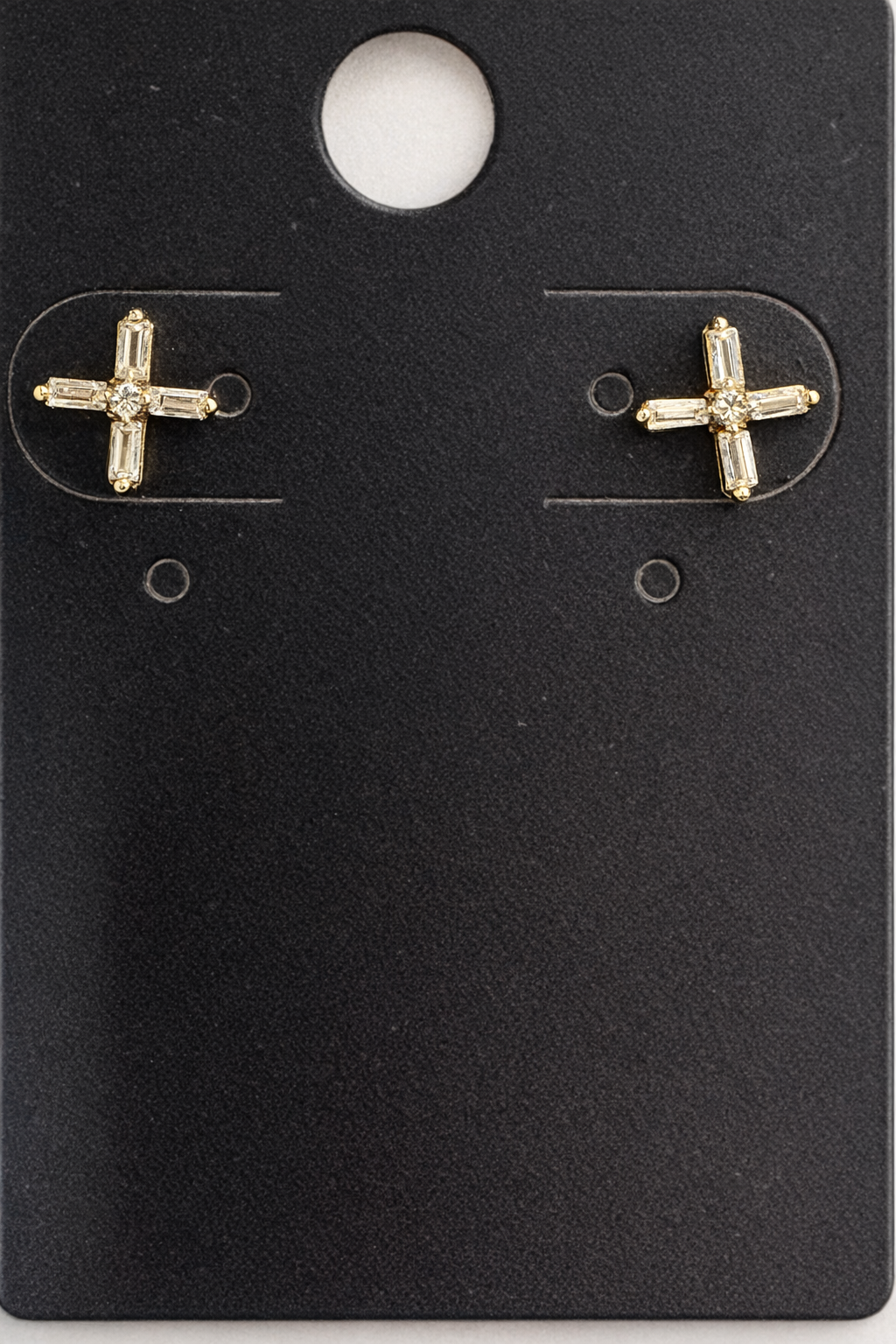 Small cross baguette earrings