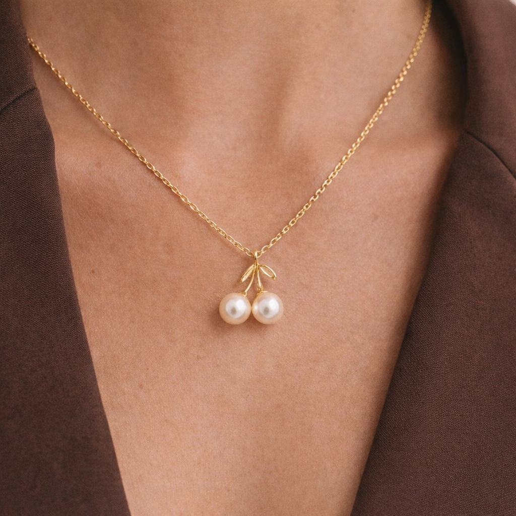 Pearl cherry necklace