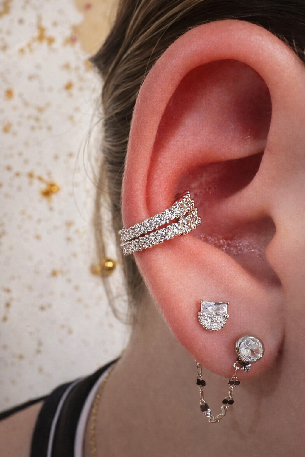 Ear cuff gold/silver two layers