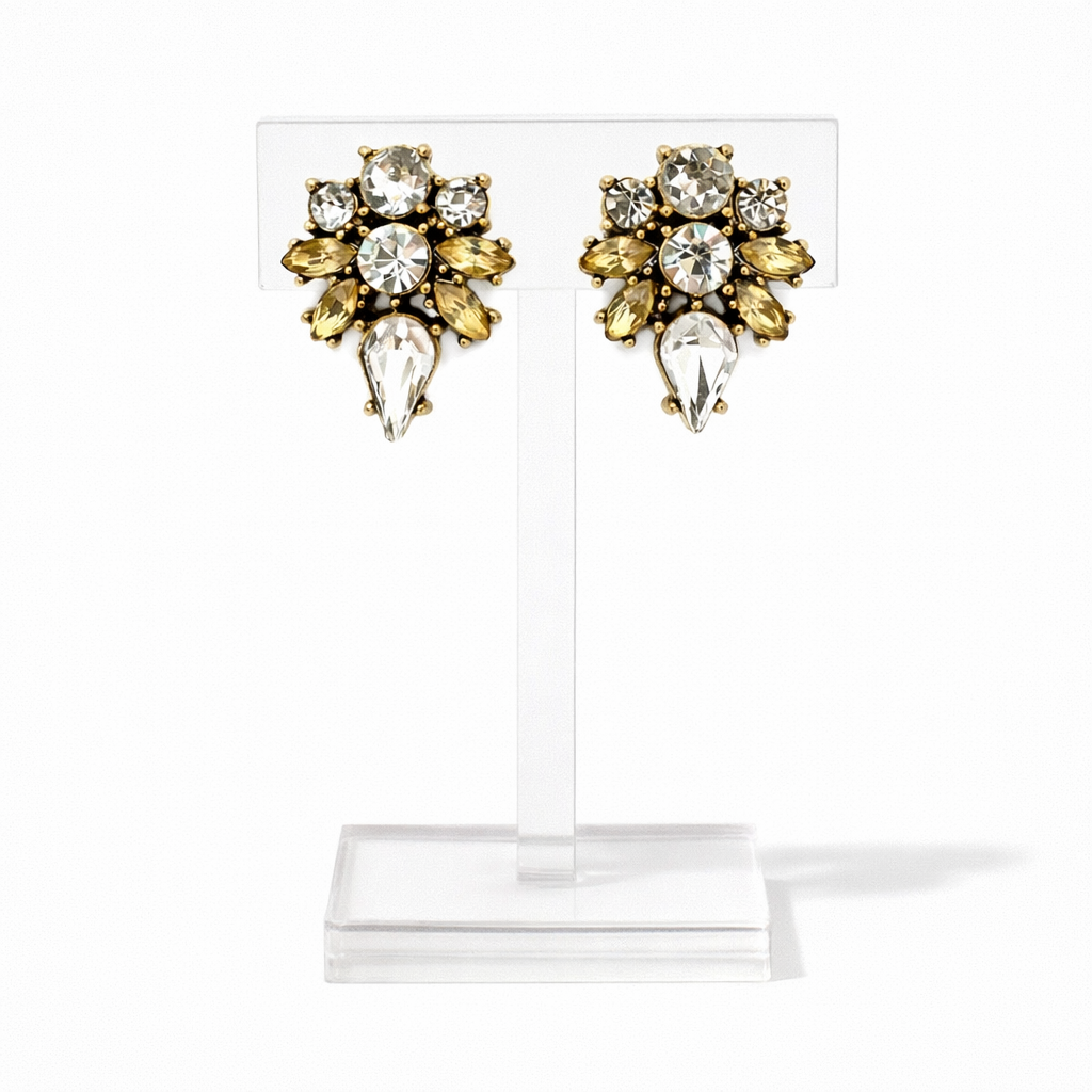 Gold Champagne/White earrings