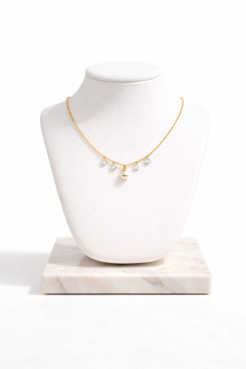Four Rhinestone pearl necklace