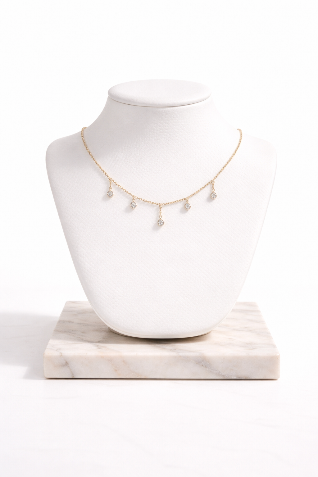 Gold Rhinestone drop necklace