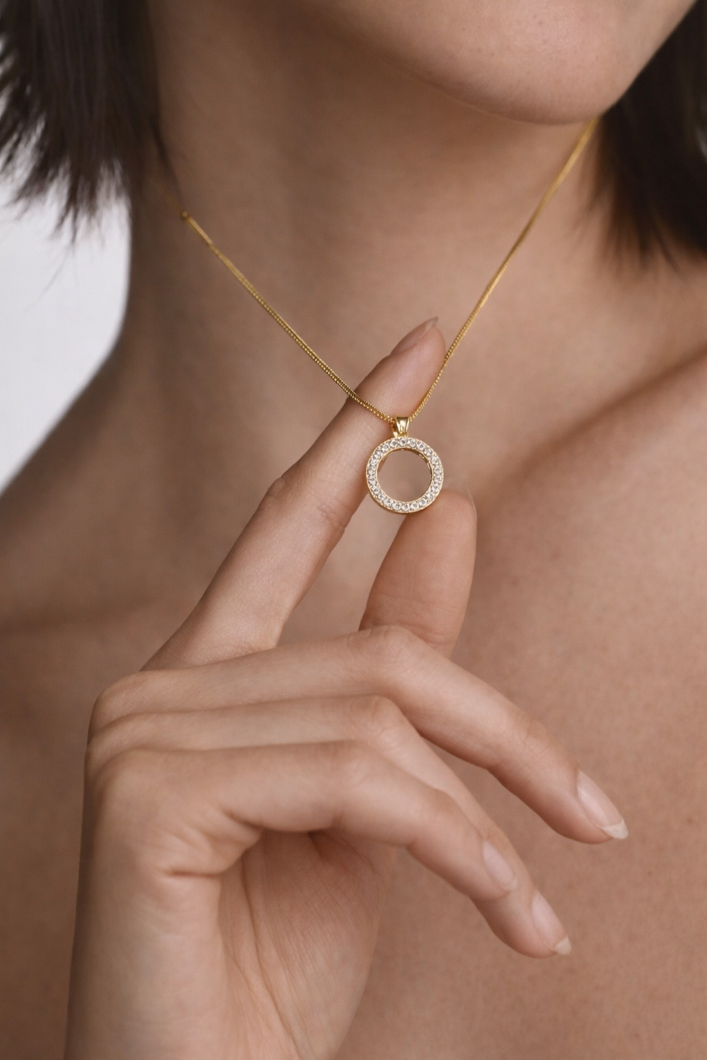 Small ring gold silver necklace