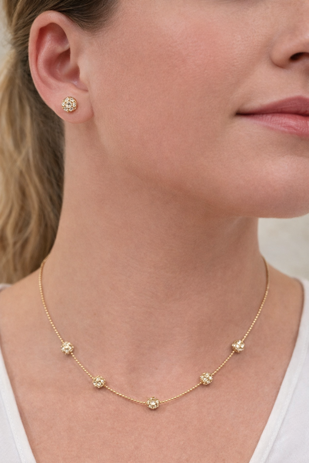 Rhinestone Gold necklace/earrings