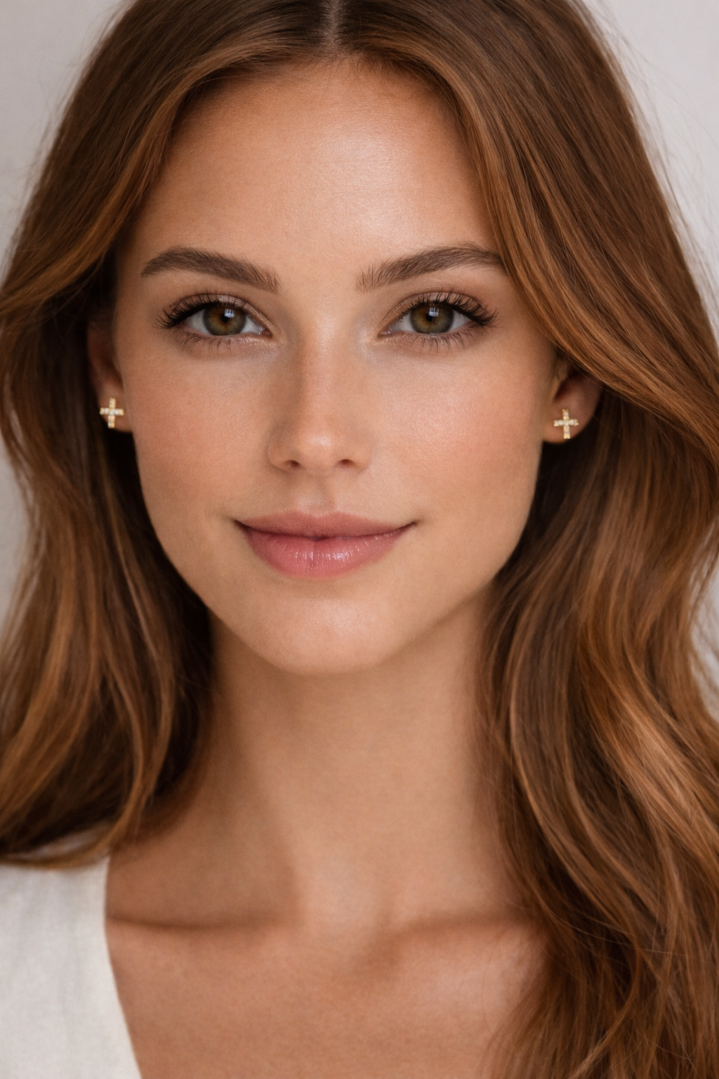 Small cross baguette earrings
