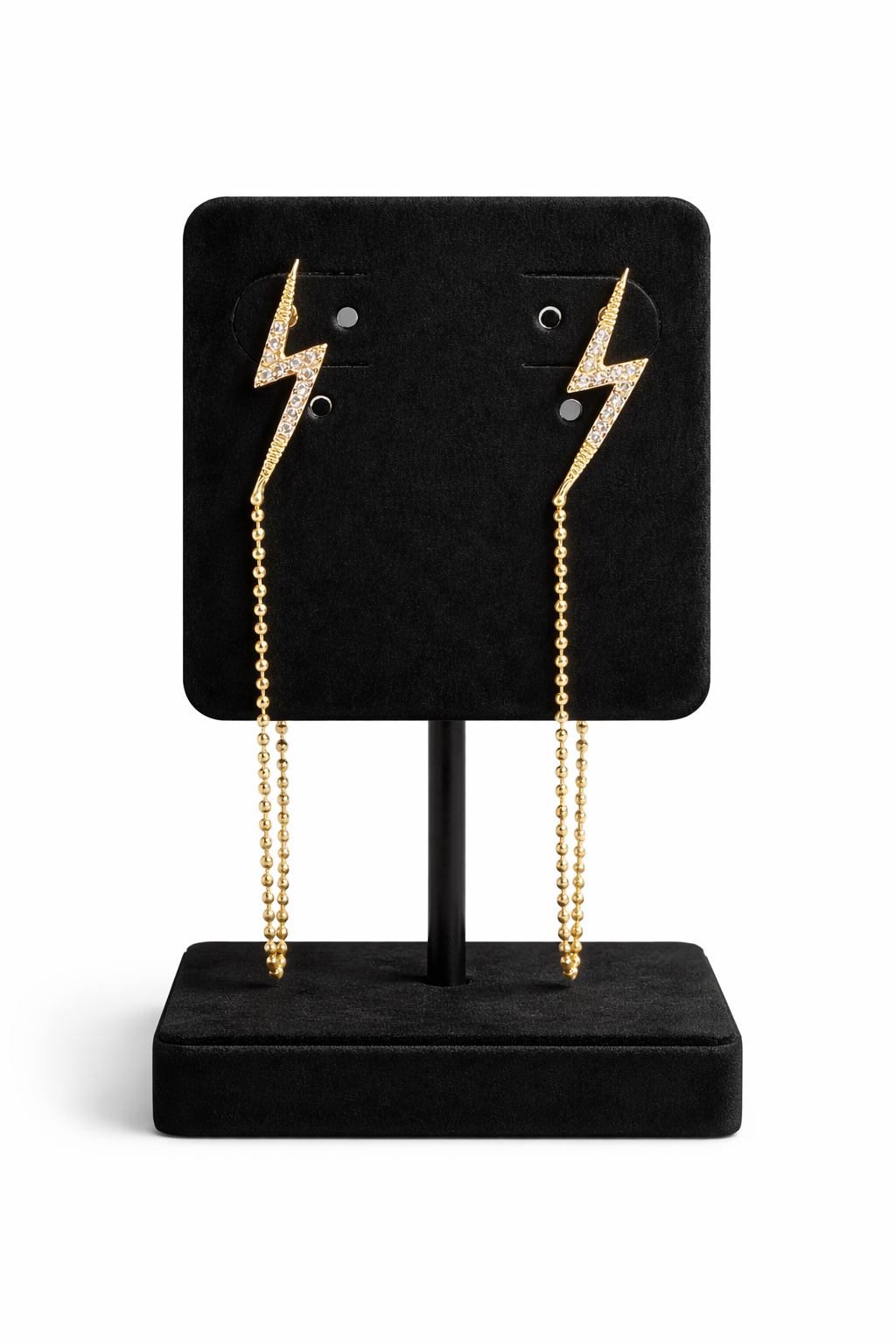 Gold Lightning bolt chain earrings