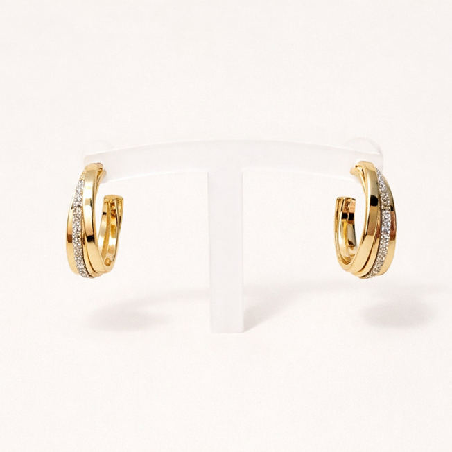 Gold Double Glittering earrings