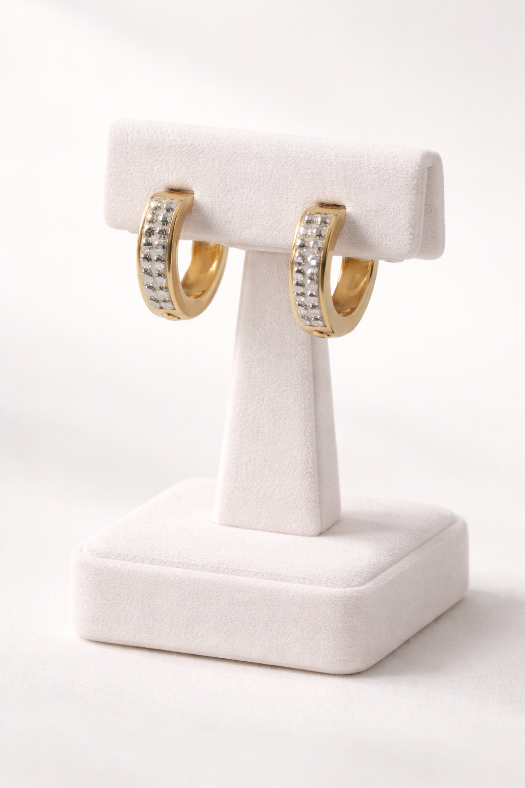 Stainless Steel gold Rhinestone square earrings
