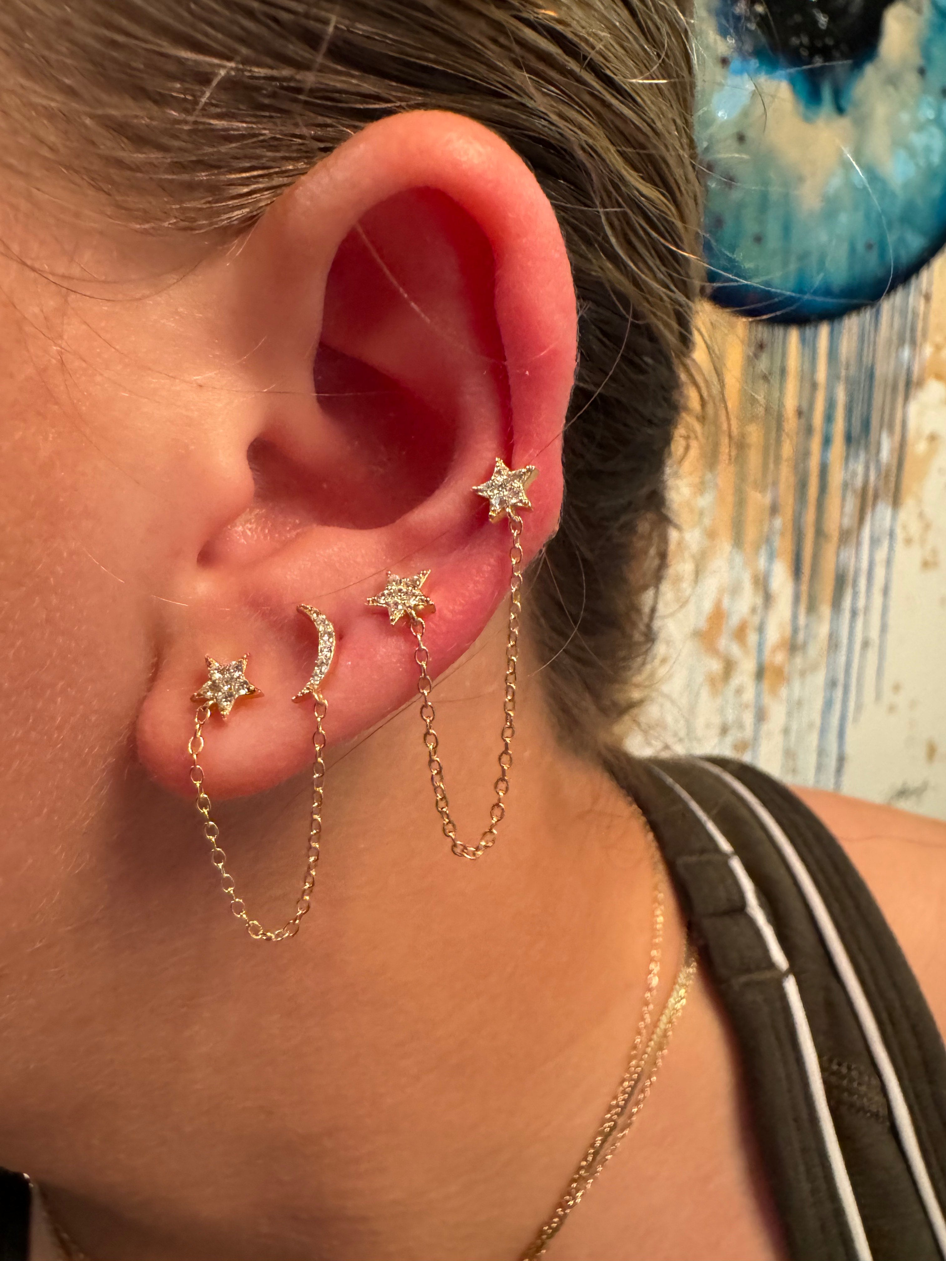 Moon/ Stars earrings chain