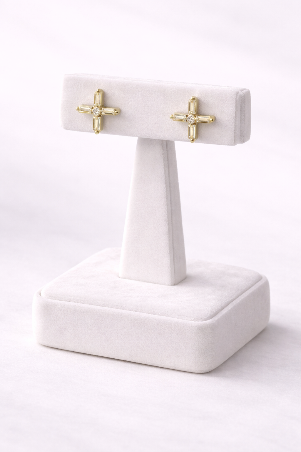 Small cross baguette earrings